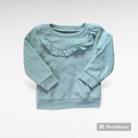 Carters Child of Mine Mint Ruffled Polka Dot Sweater - Picture 2 of 9
